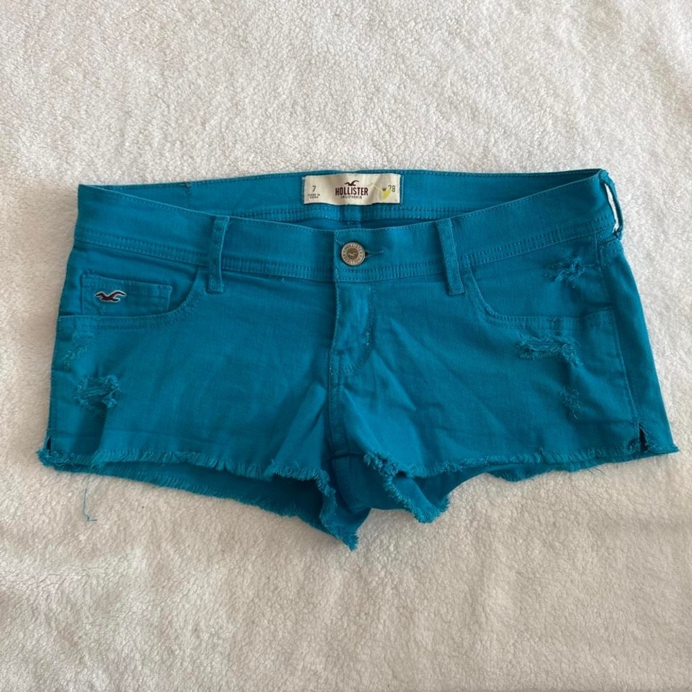 ultra lowrise hollister blue denim shorts